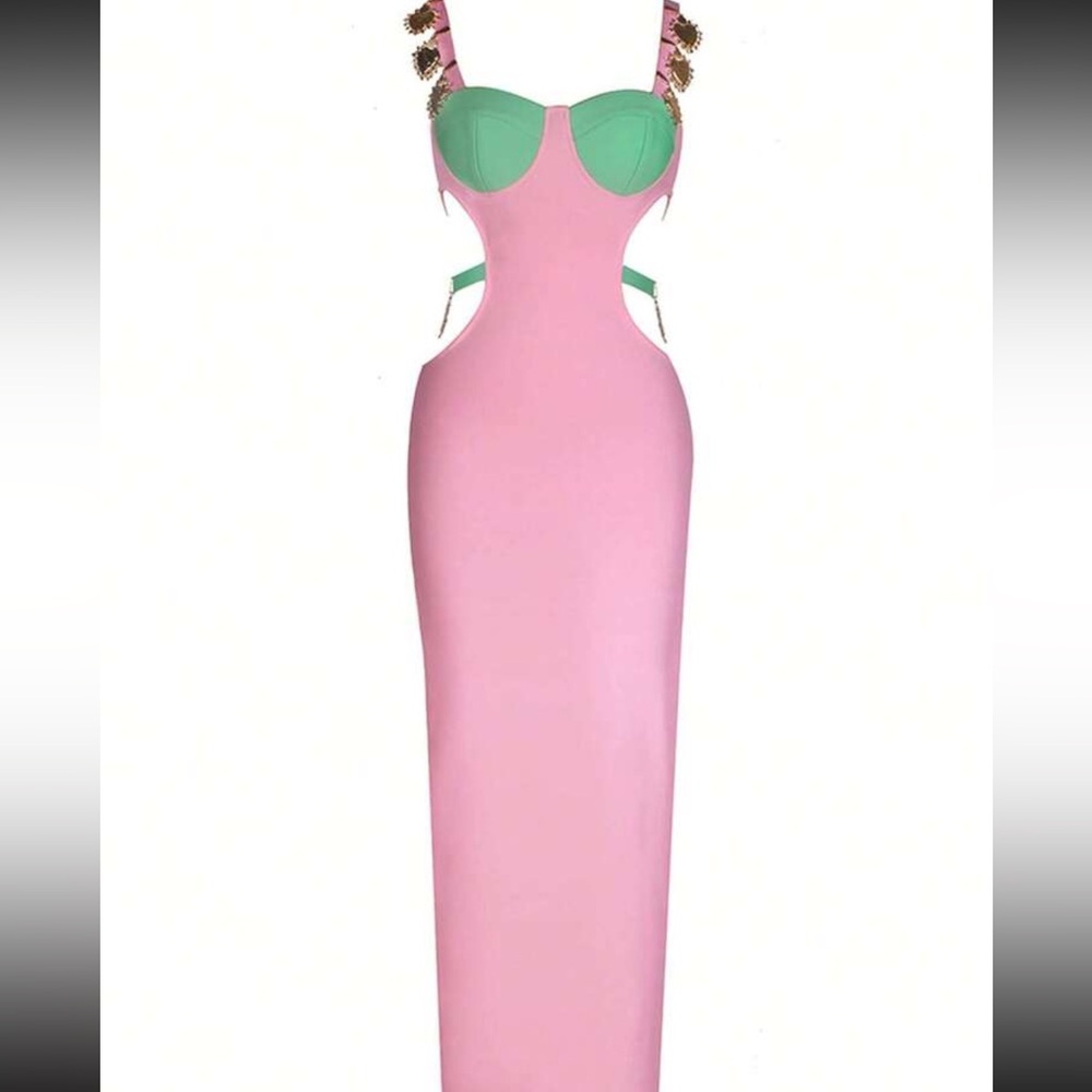Stunning color block dress. Full length length like new. Worn once to try on.
